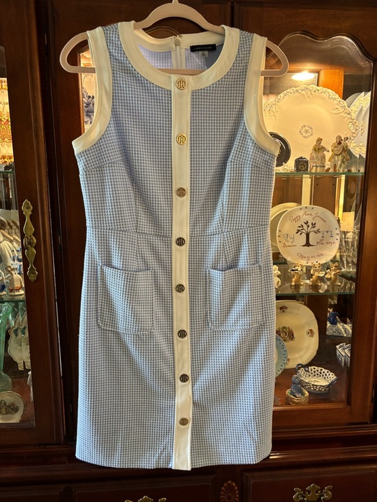 Tommy Hilfiger Dresses & Skirts - Tommy Hilfiger Preppy Houndstooth Blue and White Sheath Dress~8
